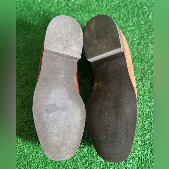 Vintage Mens Rockabilly Retr Hush Puppies Caramel Brown Suede Loafers Size 8.5 - Picture 5 of 8